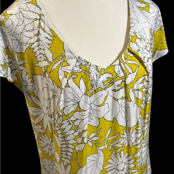 Boden Yellow and White Cap Sleeve Blouse-Silk Blend - Picture 3 of 8